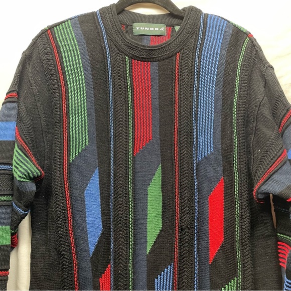Vintage Tundra COOGI STYLE 90s Canada Multicolor 3D Knit SWEATER size large - Picture 7 of 8